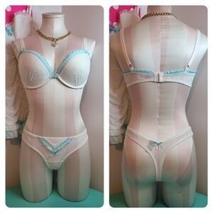 VTG VS Sexy Little Things Bridal Lace Bra/ Panty Set Size 36D/med New